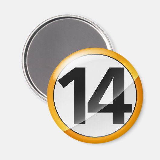 Nummer 14 goud Magent Magneet (Voorkant / Achterkant)
