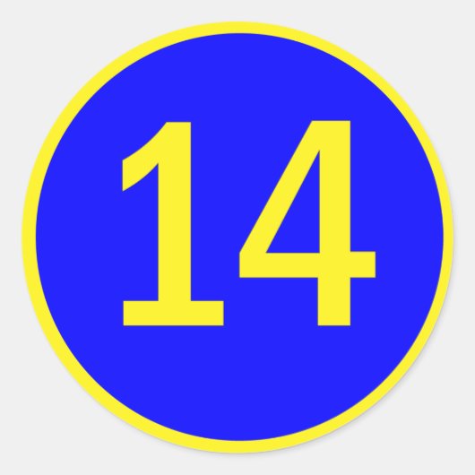 nummer 14 in een cirkel ronde sticker (Voorkant)