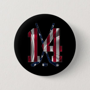 Nummer 14 Jaar IJshockey 14e Verjaardag Ronde Button 5,7 Cm