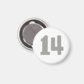 Nummer 14 magneet in zilver en grijs (Voorkant / Achterkant)