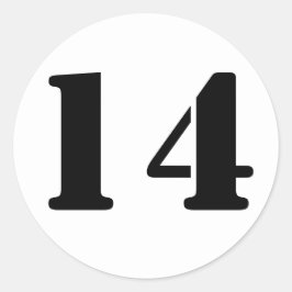 Nummer 14 Veertien witte stencil nummers van Janz Ronde Sticker