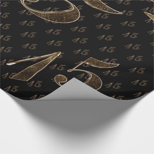 Nummer 15 15e bruiloft Jubileum Quinceanera Cadeaupapier (Hoek)