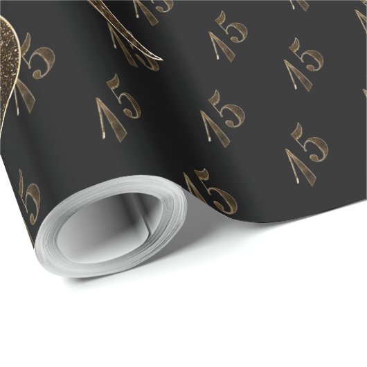 Nummer 15 15e bruiloft Jubileum Quinceanera Cadeaupapier (Rol Hoek)