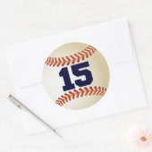 Nummer 15 Baseball Ronde Sticker (Envelop)