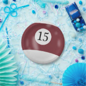 Nummer 15 biljartbal papieren bordje (Feest)