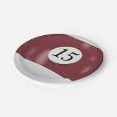 Nummer 15 biljartbal papieren bordje (Gekanteld)