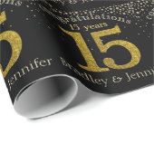 Nummer 15 Glitter Gold Jubileum Wrapping Paper Cadeaupapier (Rol Hoek)
