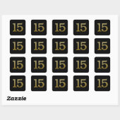Nummer 15 Gold Square Sticker (Vel)