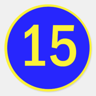nummer 15 in een cirkel ronde sticker