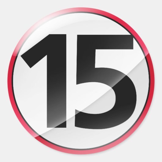 Nummer 15 rode sticker (Voorkant)