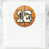 Nummer 16 Basketball en spelers Ronde Sticker (Tas)
