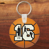 Nummer 16 Basketball en spelers Sleutelhanger (Voorkant)