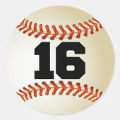 Nummer 16 honkbal ronde sticker (Voorkant)