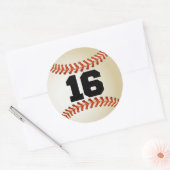 Nummer 16 honkbal ronde sticker (Envelop)