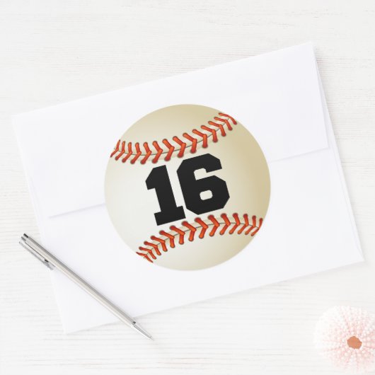 Nummer 16 honkbal ronde sticker (Envelop)