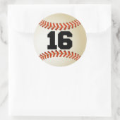 Nummer 16 honkbal ronde sticker (Tas)