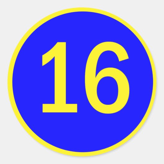 Nummer 16 in een cirkel ronde sticker (Voorkant)