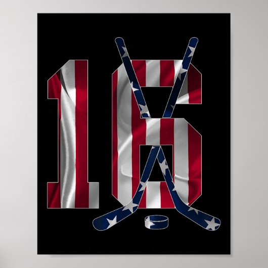 Nummer 16 jaar ijshockey 16e verjaardag poster (Voorkant)