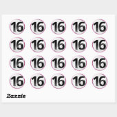 Nummer 16 roze sticker (Vel)