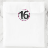 Nummer 16 roze sticker (Tas)