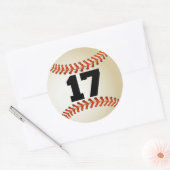 Nummer 17 Baseball Ronde Sticker (Envelop)