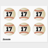 Nummer 17 Baseball Ronde Sticker (Vel)