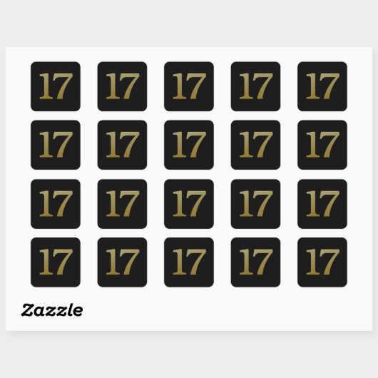 Nummer 17 Gold Square sticker (Vel)