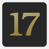 Nummer 17 Gold Square sticker (Voorkant)
