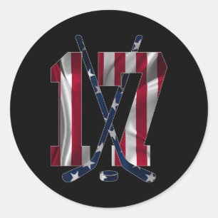Nummer 17 Jaar IJshockey 17e Verjaardag Ronde Sticker