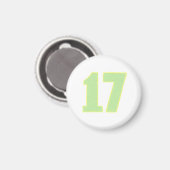 Nummer 17 magneet in limoengroen en geel (Voorkant / Achterkant)