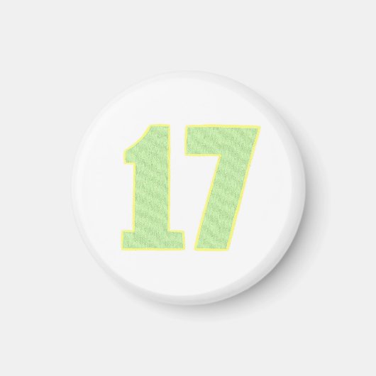 Nummer 17 magneet in limoengroen en geel (Voorkant)