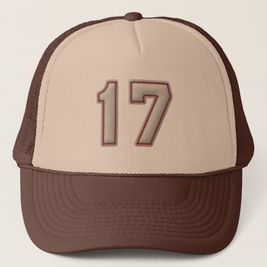 Nummer 17 met Cool Baseball Stitches Kijk Trucker Pet (Voorkant)