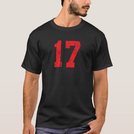 Nummer 17 Sport Jersey Red Distress  Lu T-shirt (Voorkant)