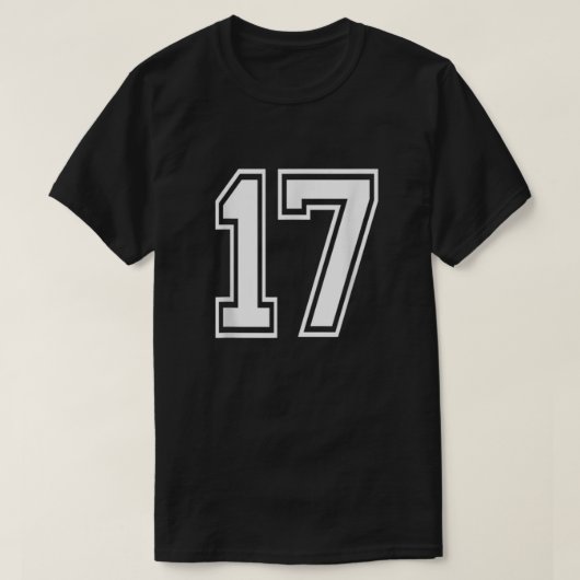Nummer 17 Varsity Sportteam Jersey 17e verjaardag T-shirt (Design voorkant)