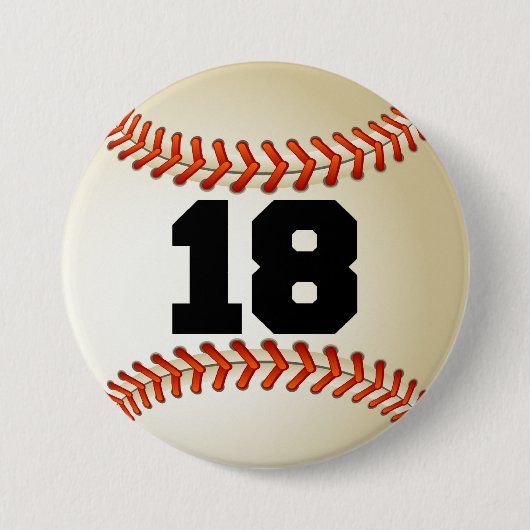Nummer 18 Baseball Ronde Button 7,6 Cm (Voorkant)