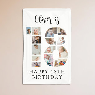 Nummer 18 Foto Collage 18e Verjaardagsfeest Spandoek