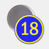nummer 18 in een cirkel magneet (Voorkant / Achterkant)