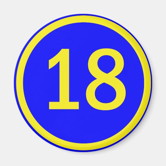 nummer 18 in een cirkel magneet (Voorkant)