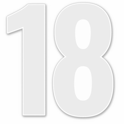 Nummer 18 Zilvergrijs en witte sticker (Voorkant)