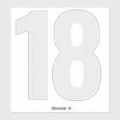 Nummer 18 Zilvergrijs en witte sticker (Vel)