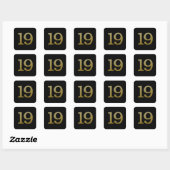 Nummer 19 Gold Square Sticker (Vel)