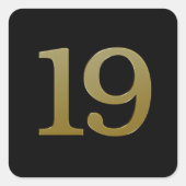 Nummer 19 Gold Square Sticker (Voorkant)