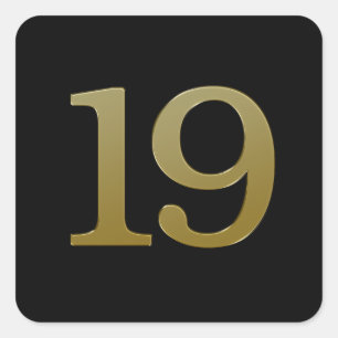 Nummer 19 Gold Square Sticker