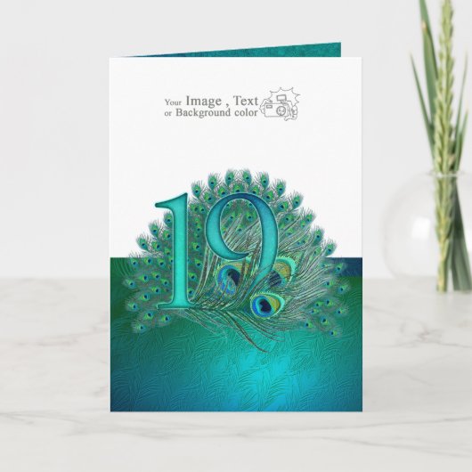 Nummer 19 / leeftijd / jaar / 19e verjaardag sjabl kaart (Voorkant)