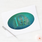 Nummer 19 / leeftijd / jaar / 19e verjaardag sjabl ovale sticker (Envelop)