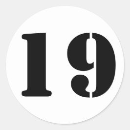 Nummer 19 Negentien Witte Stencil Nummers door Jan Ronde Sticker