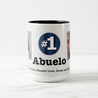 Nummer 1 Abuelo 2 Aangepaste foto-Mok Tweekleurige Koffiemok