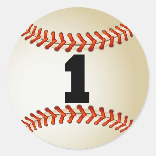Nummer 1 Baseball Ronde Sticker (Voorkant)