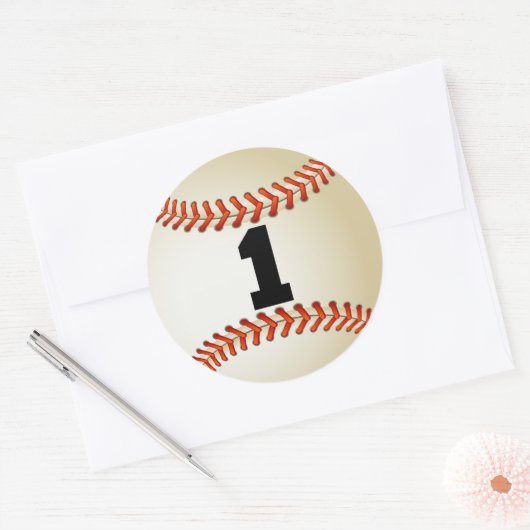 Nummer 1 Baseball Ronde Sticker (Envelop)