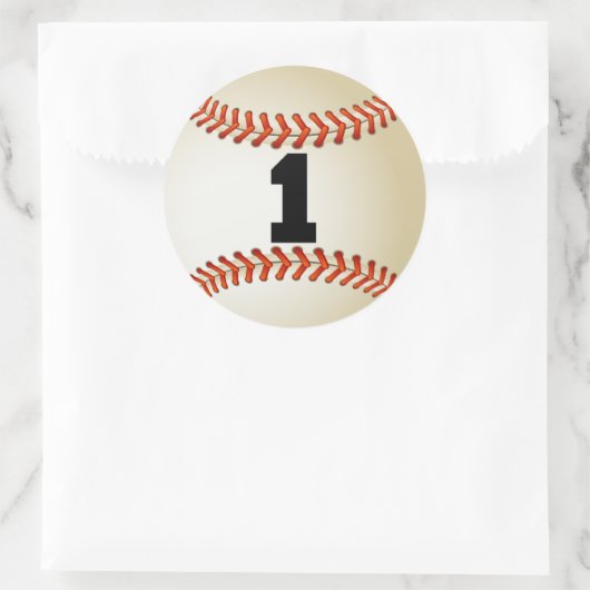 Nummer 1 Baseball Ronde Sticker (Tas)